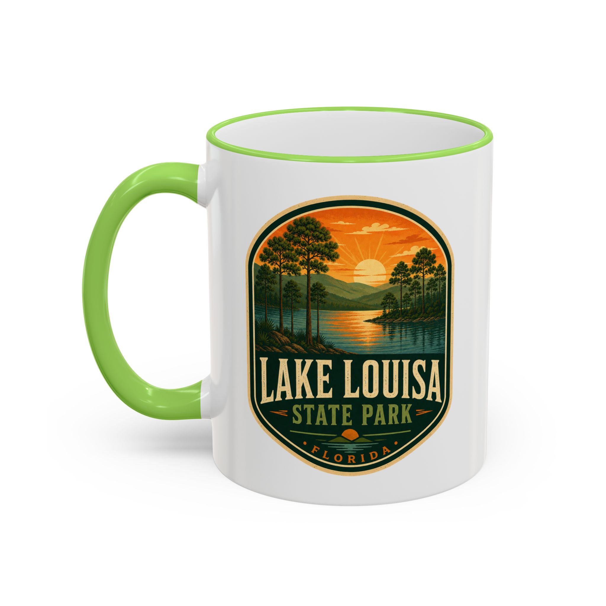 Lake Louisa Sunset Mug — Accent Rim & Handle 11oz/15oz