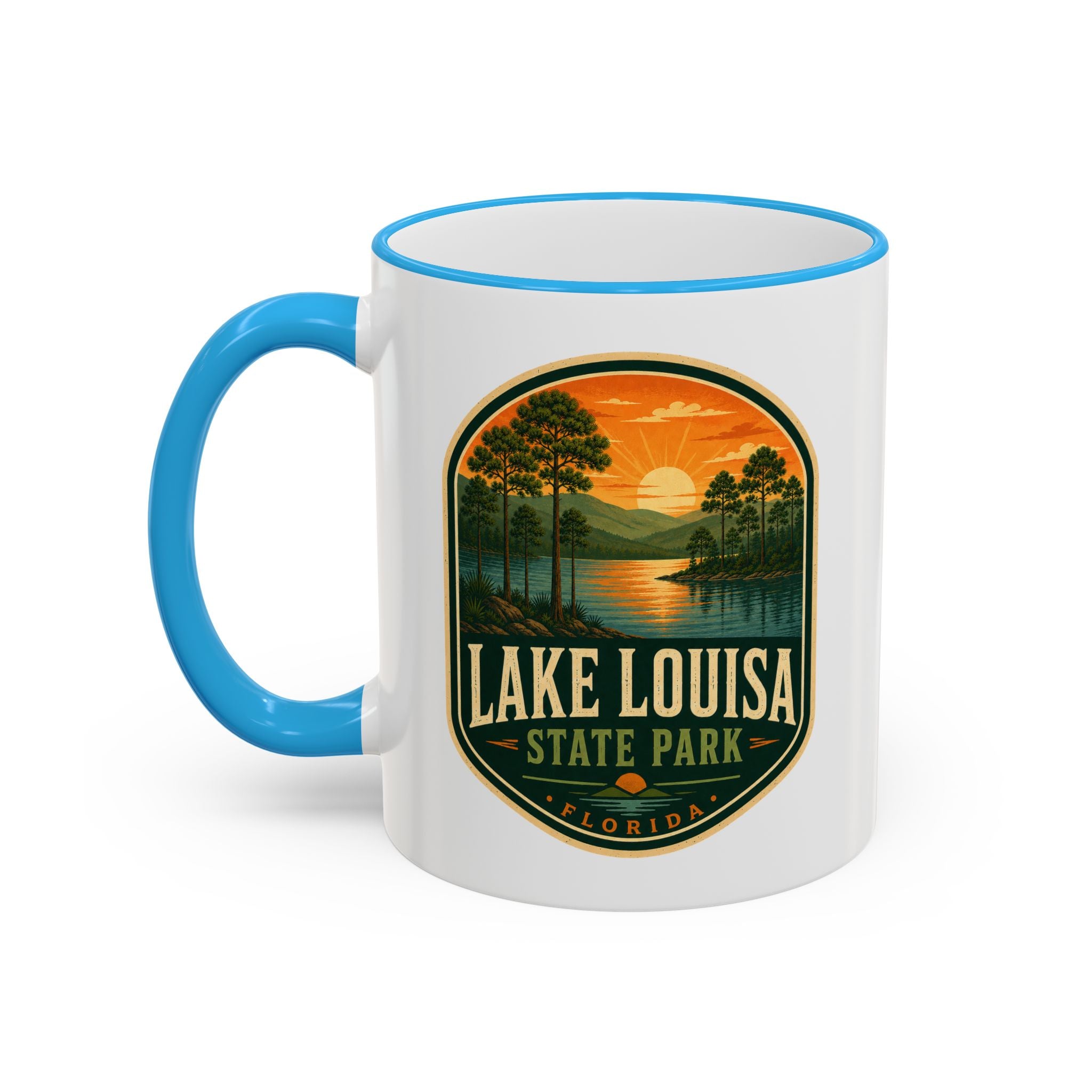 Lake Louisa Sunset Mug — Accent Rim & Handle 11oz/15oz