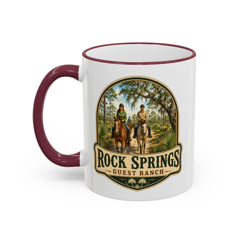 Rock Springs Guest Ranch Vintage Mug — Accent Rim & Handle 11oz/15oz