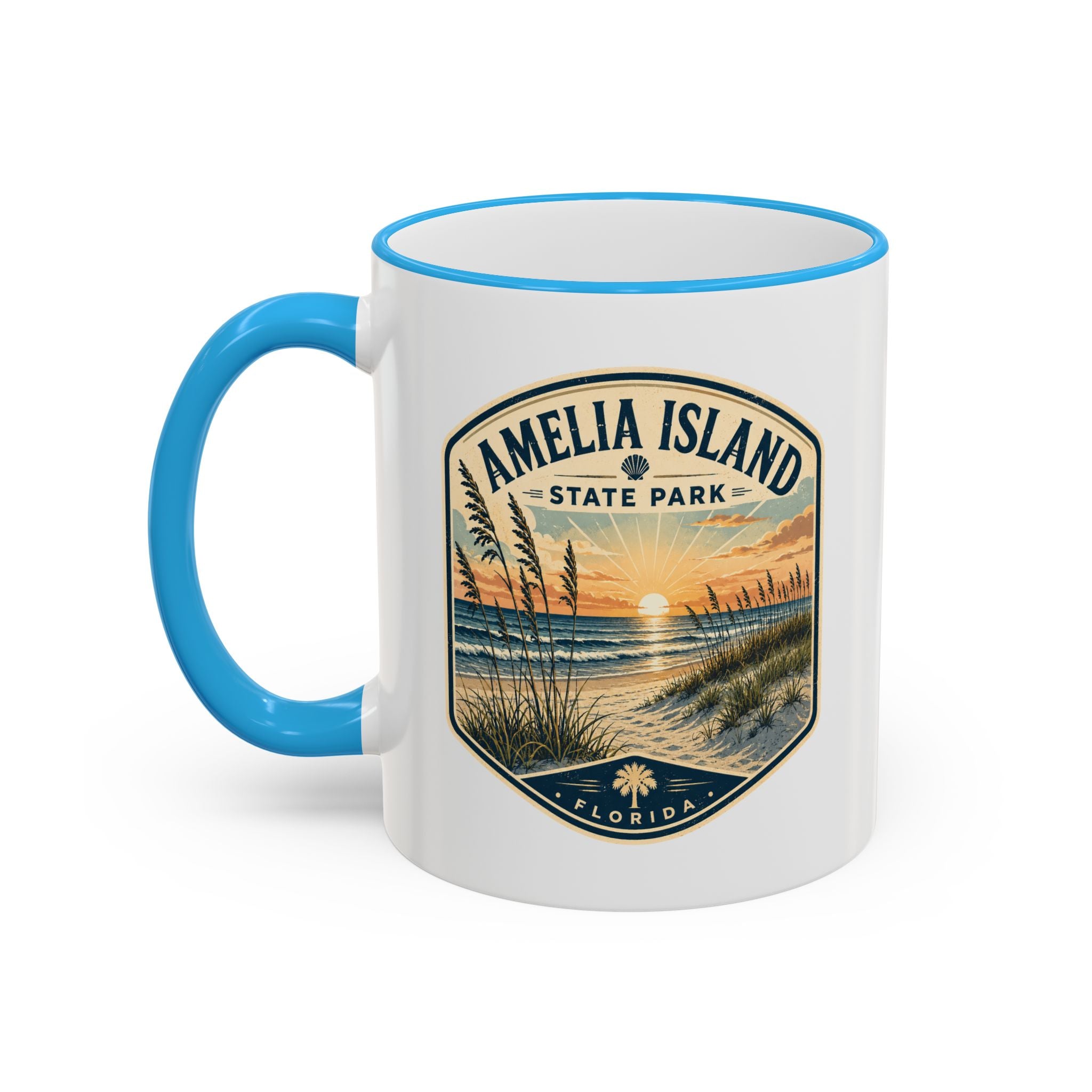 Amelia Island Vintage Mug — Accent Rim & Handle 11oz/15oz