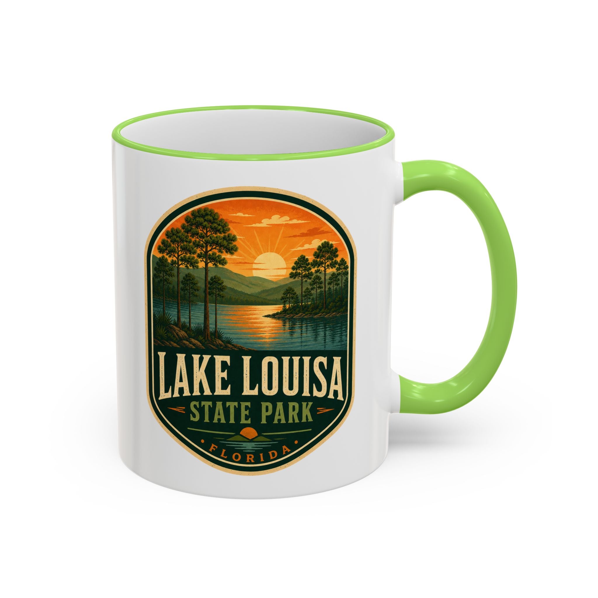 Lake Louisa Sunset Mug — Accent Rim & Handle 11oz/15oz